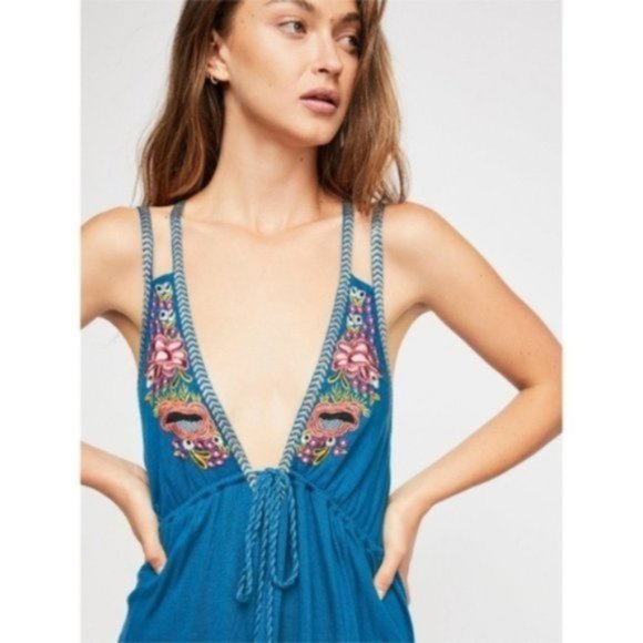 Free People Lovers Cove Mini Dress, Aqua - Picture 4 of 4